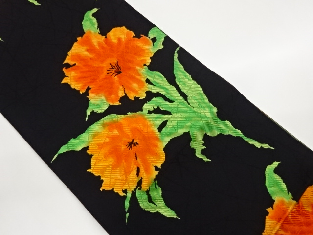 JAPANESE NAGOYA OBI / CHIKUZEN HAKATA / WOVEN FLOWER